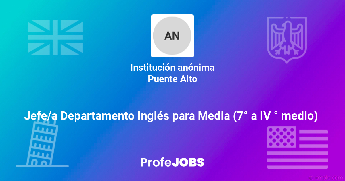Jefe/a Departamento Inglés, 7mo básico a 4to medio | ProfeJOBS